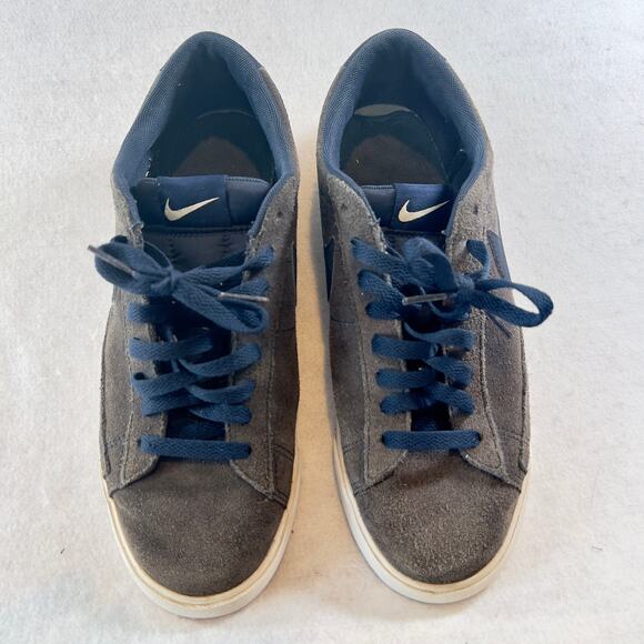 Low Top Sneakers Nike Men\'s 9 Blazer Grey Suede Navy Swoosh Style # AJ9516-400 main image 9